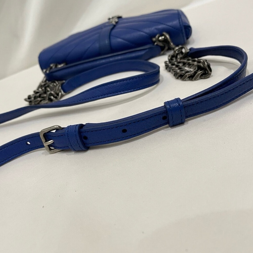Yves Saint Laurent Blue Quilted Leather Crossbody Bag - Picture 7 of 10